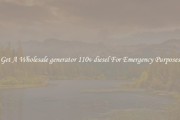 Get A Wholesale generator 110v diesel For Emergency Purposes