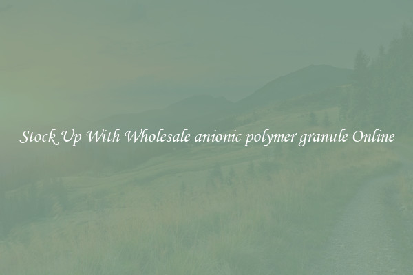 Stock Up With Wholesale anionic polymer granule Online