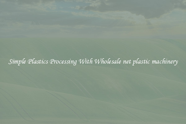 Simple Plastics Processing With Wholesale net plastic machinery