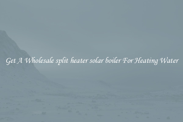 Get A Wholesale split heater solar boiler For Heating Water
